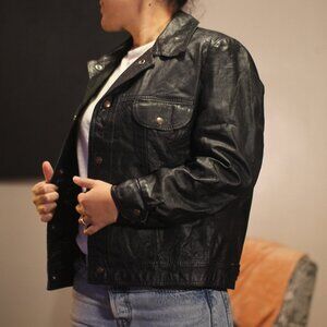 Vintage Leather Jacket for Women Black
